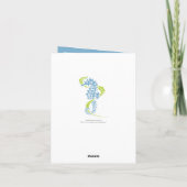 Zeepaardje blauw, groen bruiloft dank je wel bedankkaart (Achterkant)