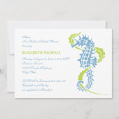 Zeepaardje blauw, groen bruiloft vrijgezellenfeest kaart (Voorkant)