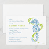 Zeepaardje blauw, groen bruiloft vrijgezellenfeest kaart (Voorkant / Achterkant)