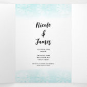 Zeepaardje Blauwgroen & Gouden Waterverf Bruiloft Drieluik Uitnodiging (Binnenkant midden)