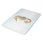Zeepaardje Blauwgroen & Gouden Waterverf Kuststran Badmat (Gekanteld)