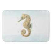 Zeepaardje Blauwgroen & Gouden Waterverf Kuststran Badmat (Voorkant)