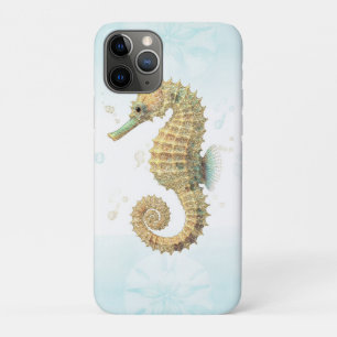 Zeepaardje Blauwgroen & Gouden Waterverf Kuststran Case-Mate iPhone Case