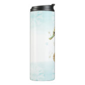 Zeepaardje Blauwgroen & Gouden Waterverf Kuststran Thermosbeker (Gedraaid links)