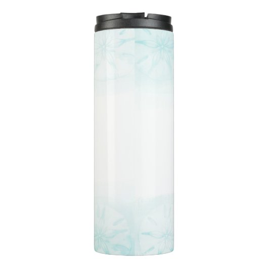 Zeepaardje Blauwgroen & Gouden Waterverf Kuststran Thermosbeker (Achterkant)