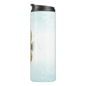 Zeepaardje Blauwgroen & Gouden Waterverf Kuststran Thermosbeker (Geroteerd rechts)