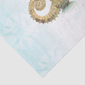 Zeepaardje Blauwgroen & Gouden Waterverf Kuststran Tissuepapier (Detail)