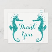 Zeepaardje Blauwgroen groen turquoise Dank u stran Briefkaart (Voorkant / Achterkant)