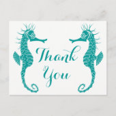 Zeepaardje Blauwgroen groen turquoise Dank u stran Briefkaart (Voorkant)