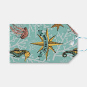 Zeepaardje Blauwgroen Oceaan Dier Nautische Ster Cadeaulabel (Voorkant (Horizontaal))