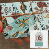 Zeepaardje Blauwgroen Oceaan Dier Nautische Ster Cadeaulabel