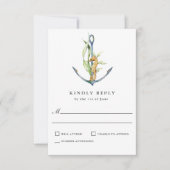 Zeepaardje en anker nautische bruiloft RSVP (Voorkant)