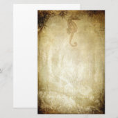  zeepaardje en bamboe sepia briefpapier (Voorkant / Achterkant)