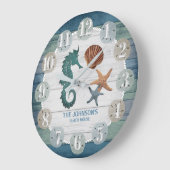 Zeepaardje en Beach Wood Nautical - Donkerblauw Te Grote Klok (Hoek)