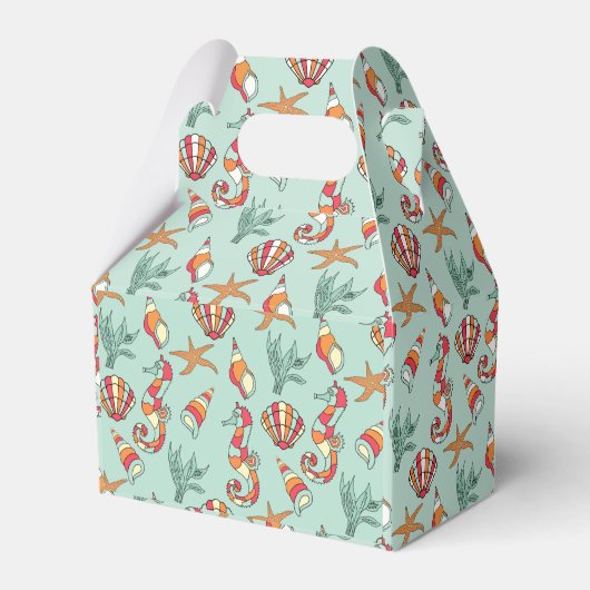 Zeepaardje en Seashell Patroon Bedankdoosjes (Voorkant Zijde)