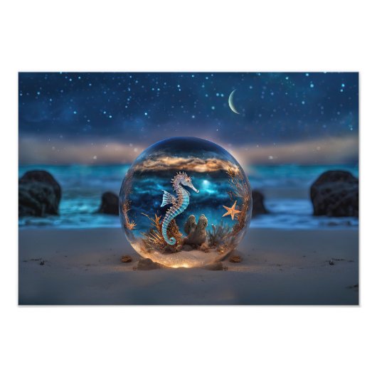 Zeepaardje en Starfish Beach Onderwater Nautisch Foto Afdruk (Voorkant)