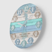 Zeepaardje en strandhout nautisch - Blauw turquois Grote Klok (Hoek)