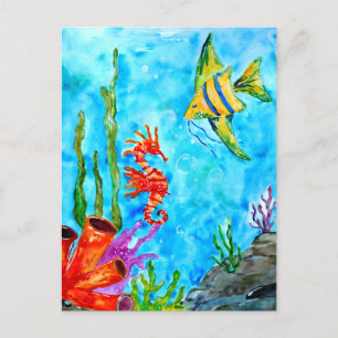 Zeepaardje en visboeddies briefkaart