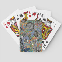 Zeepaardje en zeeleven pokerkaarten