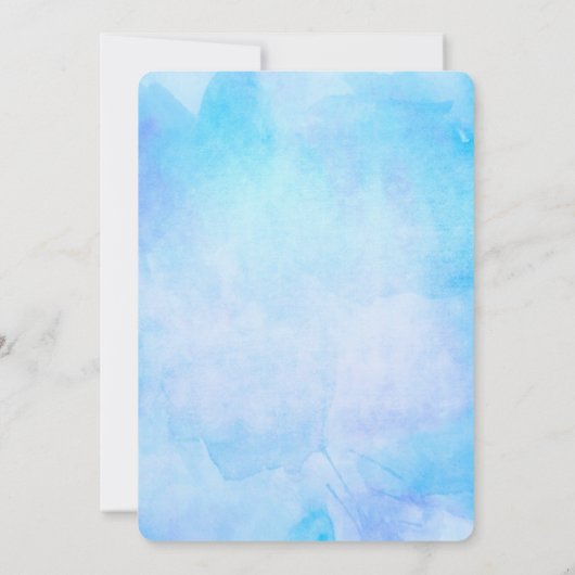 Zeepaardje en Zeeschelp op Blue Waterverf Wedding Kaart (Achterkant)