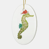Zeepaardje in een Santa hat nautical Kerstmenorin Keramisch Ornament (Links)