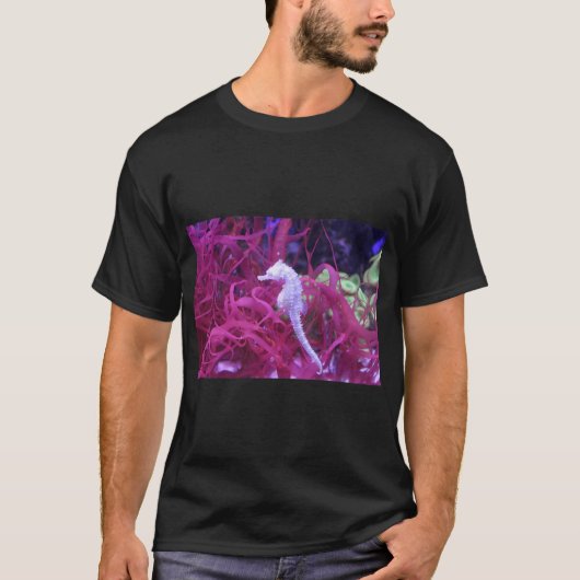 zeepaardje in roze koraal t-shirt (Voorkant)