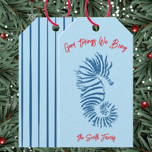 Zeepaardje Kerstkaart Cadeaulabel