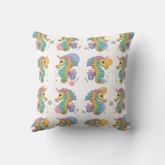 Zeepaardje kleurrijk patroon kussen (Achterkant)