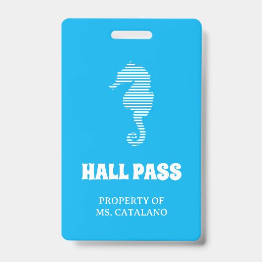 zeepaardje Leraar Hal Pas Badge (Achterkant)
