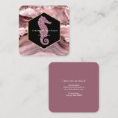 Zeepaardje logo op blush agaat vierkante visitekaartje (Voorkant / Achterkant)