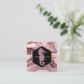 Zeepaardje logo op blush agaat vierkante visitekaartje (Staand voorkant)