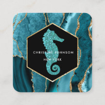 Zeepaardje logo op turquoise agaat