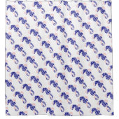 Zeepaardje marine blauw, roze zomer strand home de douchegordijn (Voorkant)