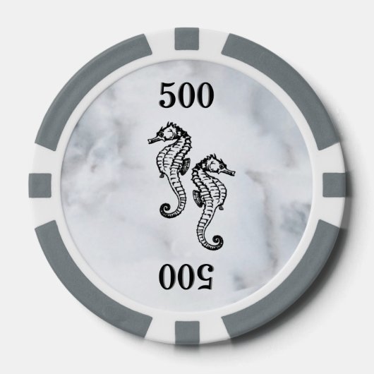 Zeepaardje Marmer Pokerchips (Voorkant)