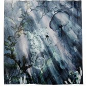 Zeepaardje met Kwallen in het blauw zee Douchegordijn (Voorkant)