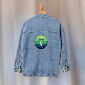Zeepaardje met Lime Green Emerald Navy Zon en Naam Denim Jacket