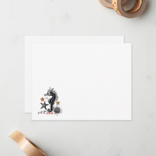 ZEEPAARDJE MET ZEESTER NOTITIEKAARTJE (Voorkant / Achterkant in situ)