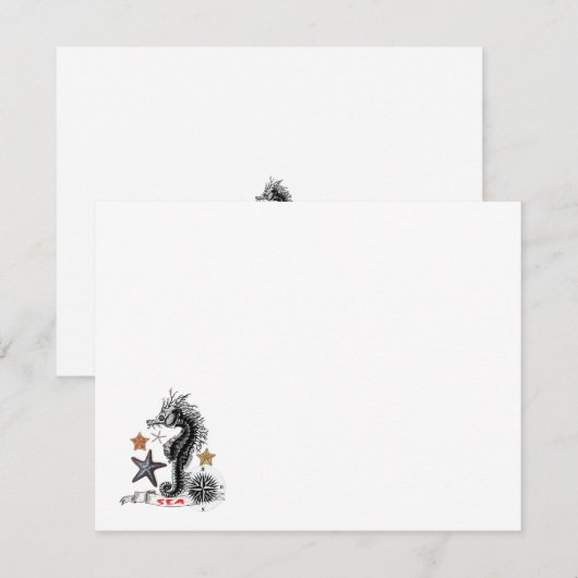 ZEEPAARDJE MET ZEESTER NOTITIEKAARTJE (Voorkant / Achterkant)