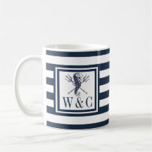 Zeepaardje Monogram Navy Blauwe Streep Nautilisch