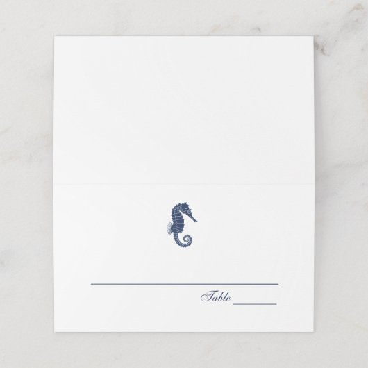  zeepaardje | nautische bruiloft plaatskaartje (Buitenkant ongevouwen)
