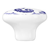 Zeepaardje Navy Blauw Wit Zee Oceaan Rechts geconf Keramische Knop (Zijkant)