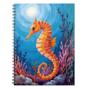Zeepaardje   Oceaan Dier Koraalrif Aquarel Notitieboek