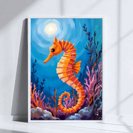 Zeepaardje | Oceandier Koraalrif Aquarel Poster