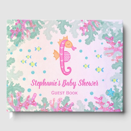 Zeepaardje onder het Zee Baby shower Gastenboek (Voorkant)