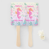 Zeepaardje onder het Zee Baby shower Handwaaier (Voorkant en achterkant)