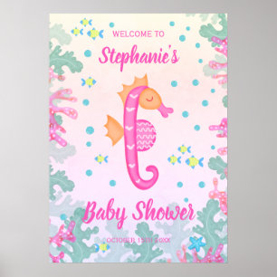 Zeepaardje onder het Zee Baby shower Poster