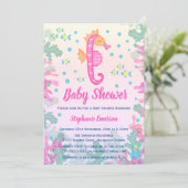 Zeepaardje onder het Zee Baby Shower Uitnodigingen (Staand voorkant)