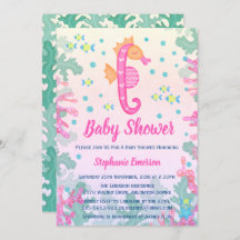 Zeepaardje onder het Zee Baby Shower Uitnodigingen