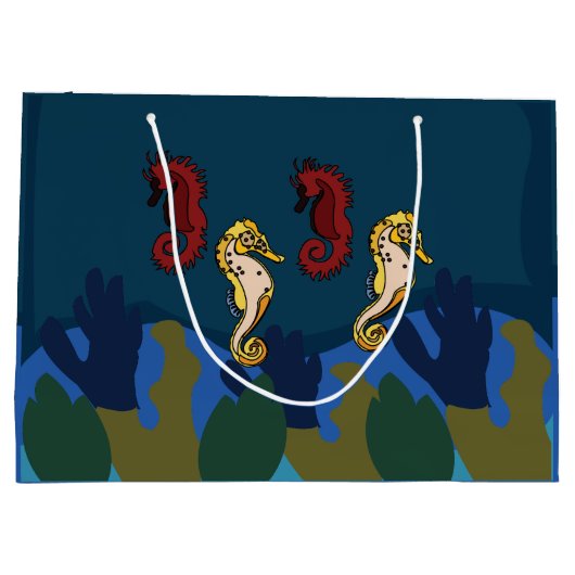 Zeepaardje onder het Zee Beach Coastal Birthday Groot Cadeauzakje (Achterkant)