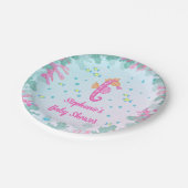 Zeepaardje onder het Zee Blauw Baby shower Papieren Bordje (Gekanteld)